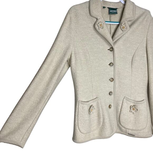 Vtg Geiger Cardigan Sweater Blazer Womens 40 Jacket Wool Linen Austria Cottage - Picture 9 of 16